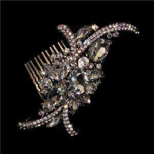 53 Flower Bridal Hair Comb Tiara Swarovski Crystal  