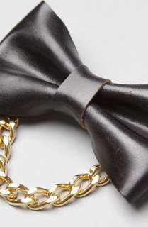 Harlett The Gold Chain Leather Bowtie in Black  Karmaloop 