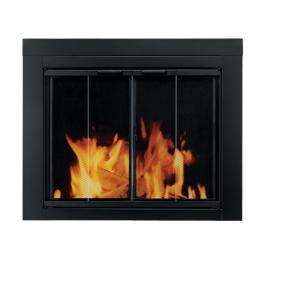 Ascot Black Bifold Style Medium Fireplace Glass Door AT 1001 at The 