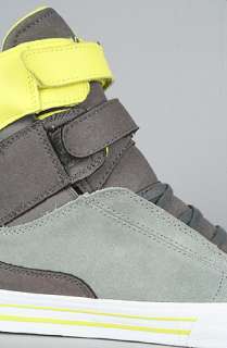 SUPRA The Society Max Pack Sneaker in Grey Suede with Neon Accents 