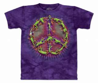 Peace Frogs purple green tie dye The Mountain Adult T Tee Shirt  