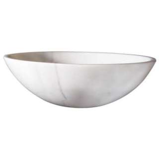DECOLAVA Perfect Chisel Above Counter Round Stone Vessel Sink in White 