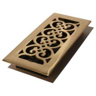 Decor Grates 4 in. x 10 in. Bright Solid Brass Floor Register HS410 at 
