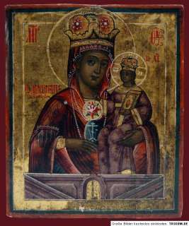 Alt  russische Ikone Gottesmutter der Zärtlichkeit 19Jh  