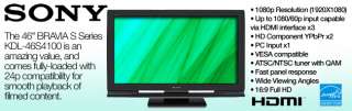Sony KDL46S4100 46 Bravia II LCD HDTV with Sling Media Slingbox SOLO 