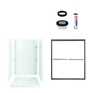   in. x 36 in. x 77 in. Shower Kit in White with Oil Rubbed Bronze Trim