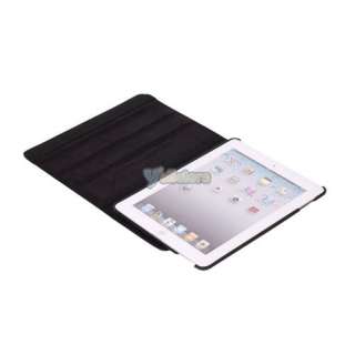Black Leather Case Rotating Stand for iPad 2