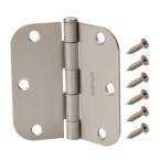 in. 5/8 in. Radius Hinges (3 Pack) Satin Nickel Finish