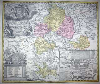 1720 Hildburghausen Thüringen Karte Kupferstich Homann  
