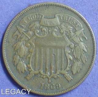 1869 U.S. 2 ¢ CENT PIECE BETTER DATE CIVIL WAR ERA (RR  