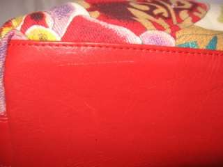 You are looking at beautiful Chicos multi color cotton red leather 