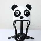 1T 2T Baby Panda Earflap Ear Flap Hat Beanie Crochet Handmade Cap 