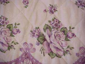 1950s QUILTED BEDSPREAD, PURPLE ROSES  