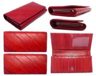 Luxury Genuine Eel skin Leather Wallet Purse Clutch Wallet 15 Colors 