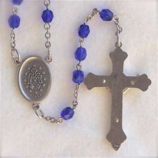 MIRACULOUS MEDAL Cobalt Sapphire Blue Catholic Rosary  