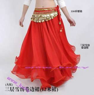 New Sexy Belly dance Costume Three Layers Skirt 9 Colours HOT