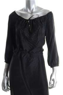 Lauren Ralph Lauren NEW Drawstring Waist Black Casual Dress Silk Sale 