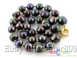 HUGE 20 15MM BAROQUE BLACK FW CULTURED PEARL NECKLACE  