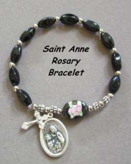 St. Saint ANNE Rosary Bracelet BLACK Rosaries Mothers  