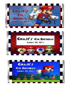 10 PERSONALIZED SUPER MARIO CANDY BAR WRAPPERS  