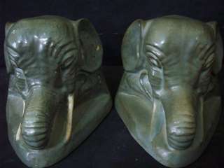 BRUSH MCCOY 0126 1928 ELEPHANT WITH TUSKS BOOKENDS C435  