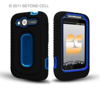 HTC Wildfire S Black/Blue Double Dual Layer Hybrid Hard Case Silicone 