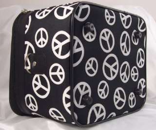 Medium PEACE SIGN Black White Travel Cosmetic Bag Case  