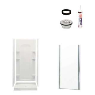   36 in. x34 in. x 75 3/4 in. Curve Shower Kit in White with Chrome Trim