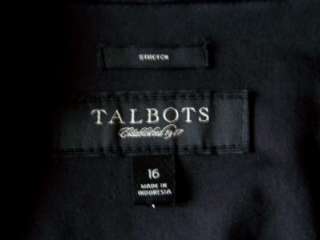 New Talbots Cotton Blazer Jacket Stretch Black Size 16  