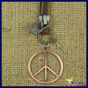 Dog Tag Peace Sign Leather Chain Cross Mens Necklaces  