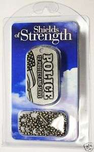 NEW POLICE SHIELDS OF STRENGTH DOG TAG. CHRISTAN BIBLE  