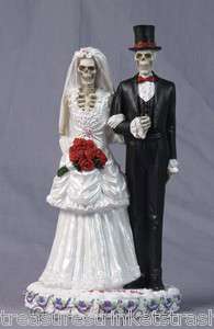 NEW Love Never Dies Wedding Skulls Bride & Groom Cake Topper Bridal 