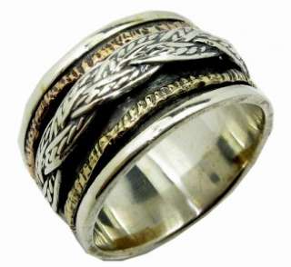 Mens ring spinner rings anillos plata silver 9 ct gold bague tube 