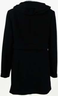   648 Elie Tahari Womens Black Wool Ruffled Collar Drew Wool Coat M 8 10