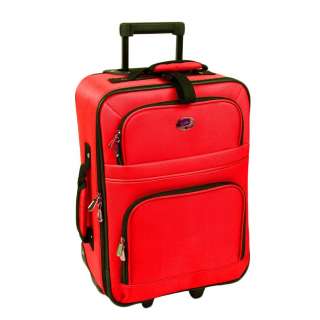 RED TRAVEL CARRY ON SUITCASE WHEELS EXTENDABLE HANDLE SMALL 