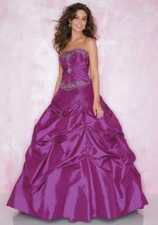   Purple A Line Strapless Dropped Waist Long Ruched Corset/Lace up Prom