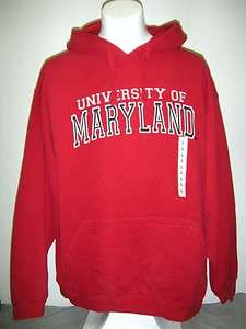 NEW University of Maryland Terps Sz LARGE Hoodie Hooded Sweatshirt RED 