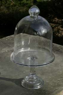    Pressed Glass Pedestal Cake Plate & Bell Jar Cloche Set MINT  