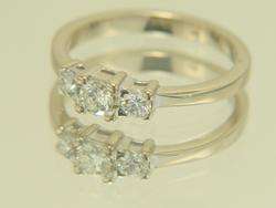 18k White Gold 3 Stone Present Past Future .40ct Diamond Ring  