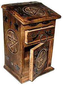 WITCHES PENTAGRAM PENTACLE CUPBOARD BOX WITCHCRAFT HERB CHEST FREE 