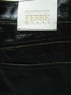 Mens New GIANFRANCO FERRE Leather Jeans 48/34 Black   Made in Italy 