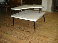 Mid Century Modern Corner Table Vintage Formica 2 Tier  