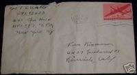 OCT 1945 6 CENT AIRMAIL POSTAGE ENVELOPE STAMP  