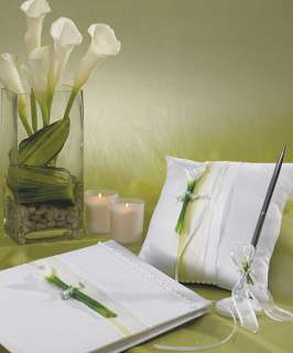 Wedding Supplies Bridal CALA LILY Guest Book,Pen, Ring Pillow, Garter 