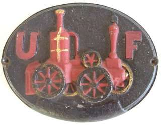 FIRE MARK UF United Firemens Insurance   Vintage Cast Metal SIGN 