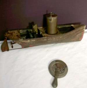  Antique Weeden Steam Boat Brass Marine Engine Ship Tin Toy Pond Model