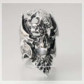 King Vampire Demon Skull 316L Stainless Steel Cool Men`s Biker Ring 