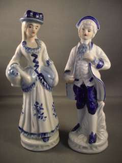 Blue & White Figurines of young girl & Boy SUPERB  