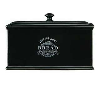 Vintage Black Ceramic Bread Bin Storage Box  