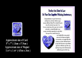 65TH WEDDING ANNIVERSARY BROTHER & SISTER IN LAW CARD & MAGNET GIFT